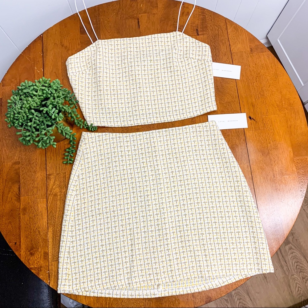**SOLD** NWT Lush Brand Yellow Tweed Skirt Set
